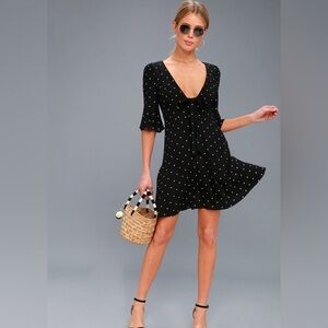 NWOT Free People All Yours - Black Polka Dot Dress - Size 2